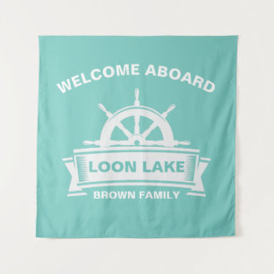 Lake House Vacation Family Name Tapestry
