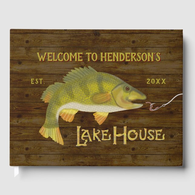 Lake House Vacation Home Rental Nautical Bass Fish Guest Book (Front)
