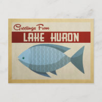 Lake Huron Blue Fish Vintage Travel