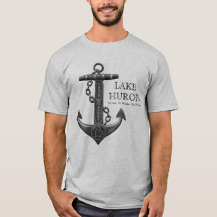 Lake Huron distressed nautical pirate anchor T-Shirt