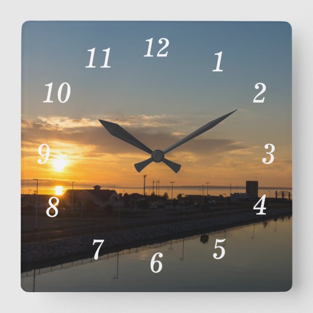 Lake Huron Golden Morning Wall Clock (Front)