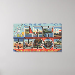 Lake Huron, Michigan - Large Letter Scenes Canvas Print