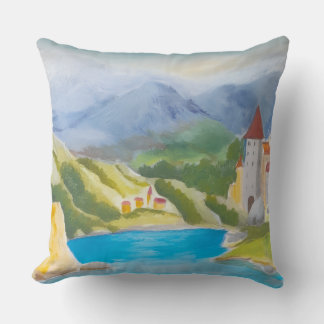 Lake in the mountains. cushion