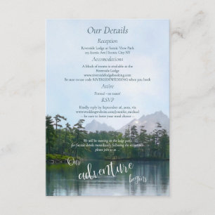 Lake in the mountains our adventure begins enclosure card