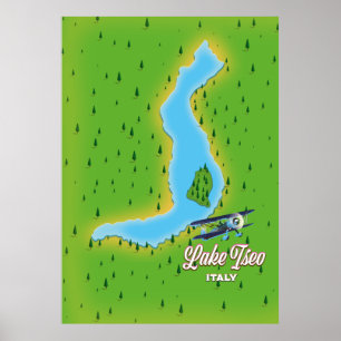 Lake Iseo Italy map Poster