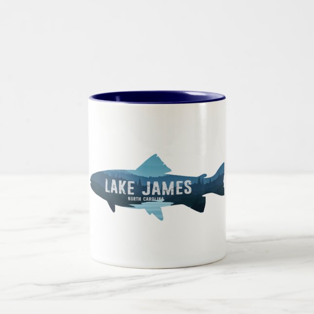 Lake James North Carolina Fish Two-Tone Coffee Mug (Center)