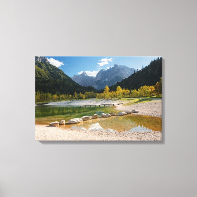 Lake Jasna in the Slovenian Alps in fall Canvas Print (Front)