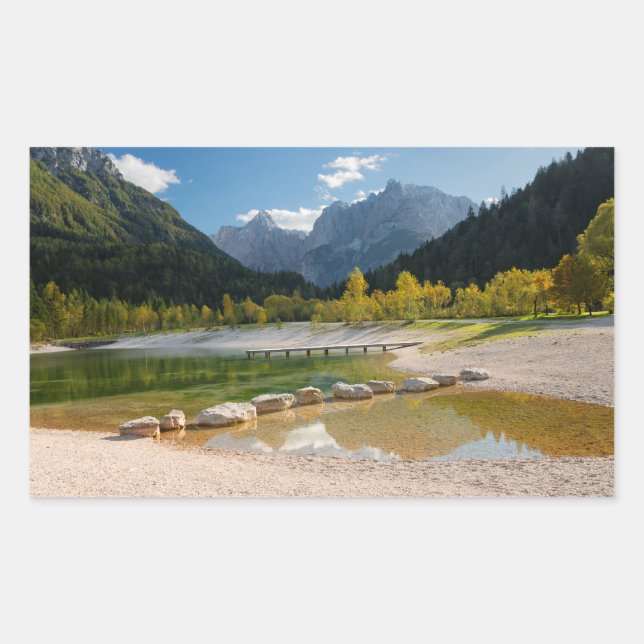 Lake Jasna in the Slovenian Alps in fall Rectangular Sticker (Front)