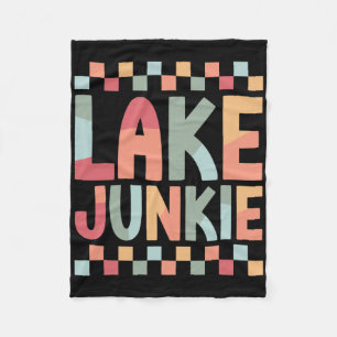 Lake Junkie Boating Vacation Art For Men Women Fun Fleece Blanket
