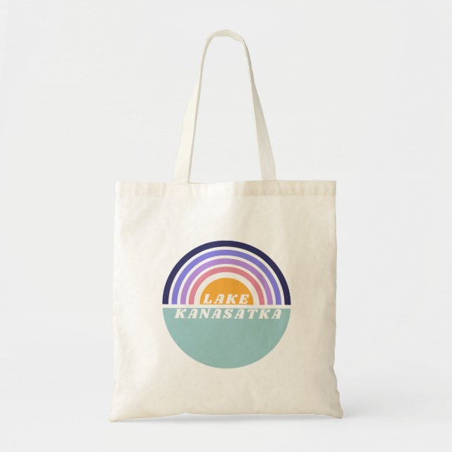 Lake Kanasatka Retro Rainbow Tote Bag (Front)