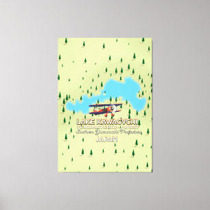 Lake Kawaguchi Fujikawaguchiko & Minobu Japan map Canvas Print