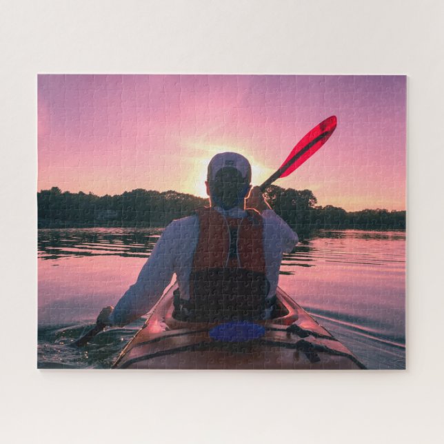 Lake Kayaking at Sunset Jigsaw Puzzle (Horizontal)
