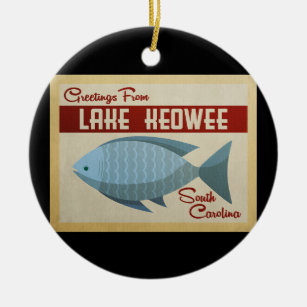 Lake Keowee Fish Vintage Travel Ceramic Tree Decoration