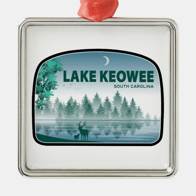 Lake Keowee South Carolina Deer Metal Tree Decoration (Front)