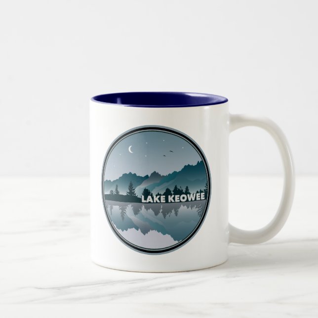 Lake Keowee South Carolina Reflection Two-Tone Coffee Mug (Right)
