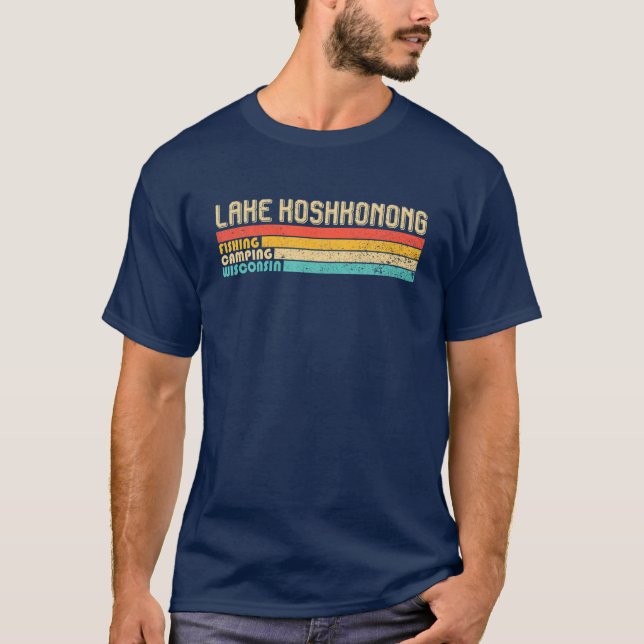 LAKE KOSHKONONG WISCONSIN Vintage Fishing Camping T-Shirt (Front)