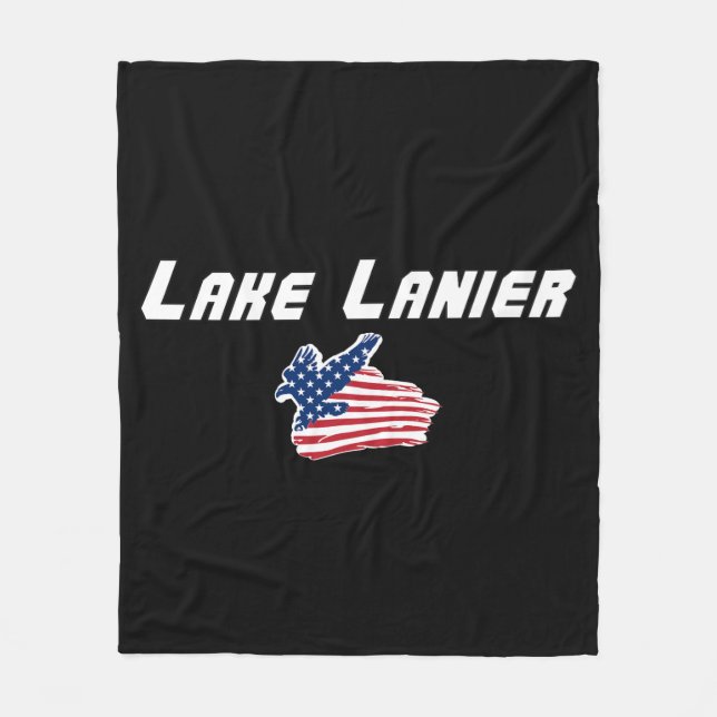 Lake Lanier GA Patriotic Eagle Fleece Blanket (Front)