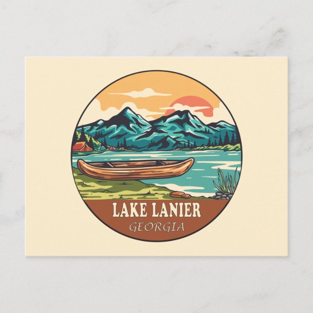 Lake Lanier Georgia Boating Fishing Emblem Postcard (Front)