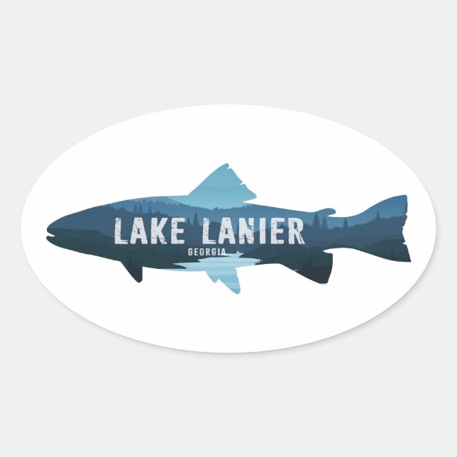 Lake Lanier Georgia Fish Oval Sticker (Front)