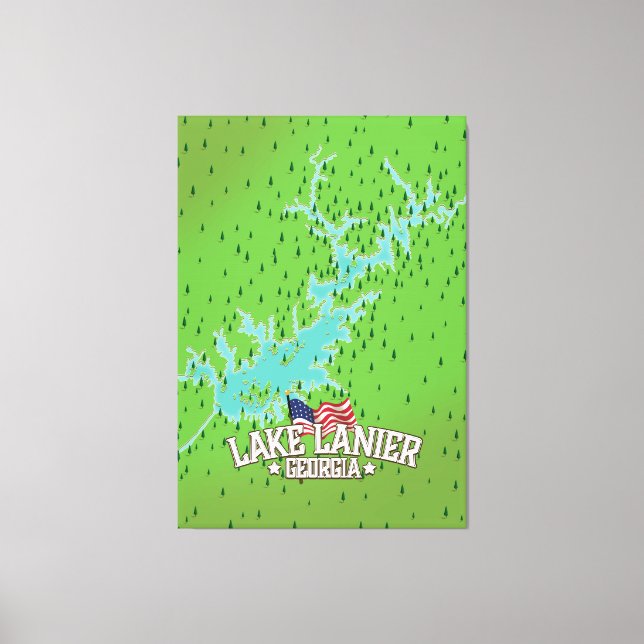 Lake Lanier Georgia Map Canvas Print (Front)