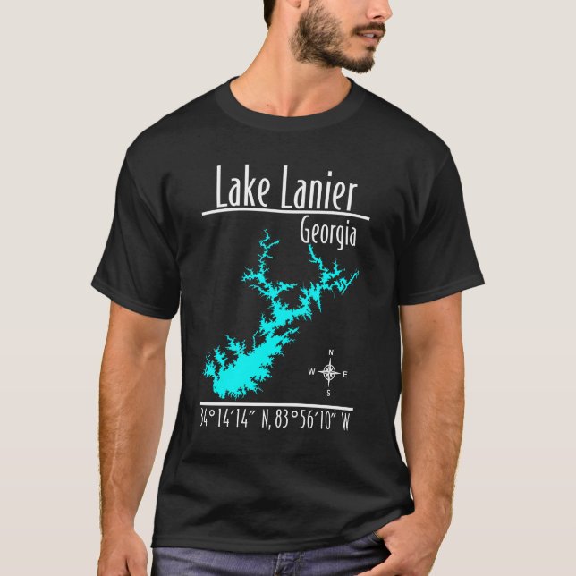 Lake Lanier Georgia Map Coordinates T-Shirt (Front)
