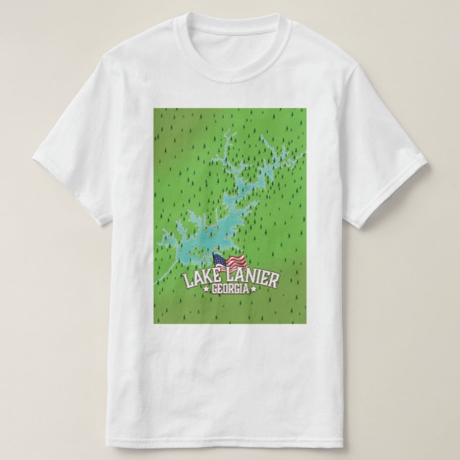 Lake Lanier Georgia Map T-Shirt (Design Front)