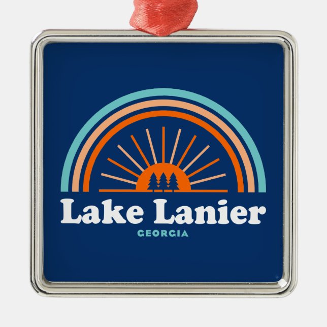 Lake Lanier Georgia Rainbow Metal Tree Decoration (Front)