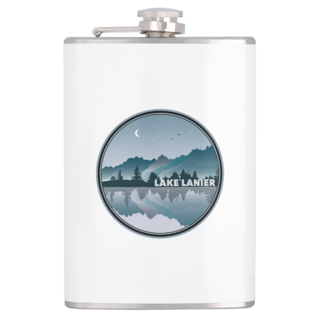 Lake Lanier Georgia Reflection Hip Flask (Front)