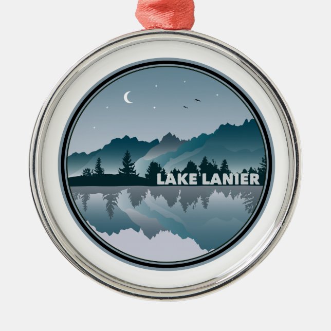 Lake Lanier Georgia Reflection Metal Tree Decoration (Front)