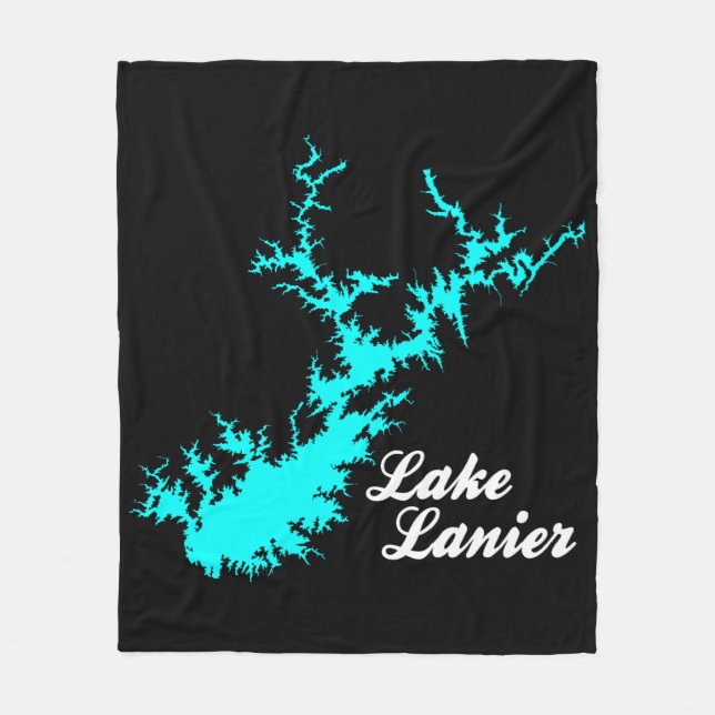 Lake Lanier Georgia Shoreline Map Fleece Blanket (Front)