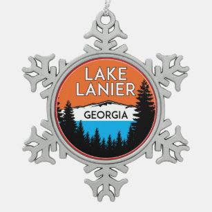 Lake Lanier Georgia Snowflake Pewter Christmas Ornament