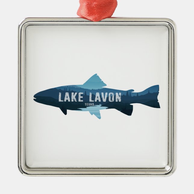 Lake Lavon Texas Fish Metal Tree Decoration (Front)