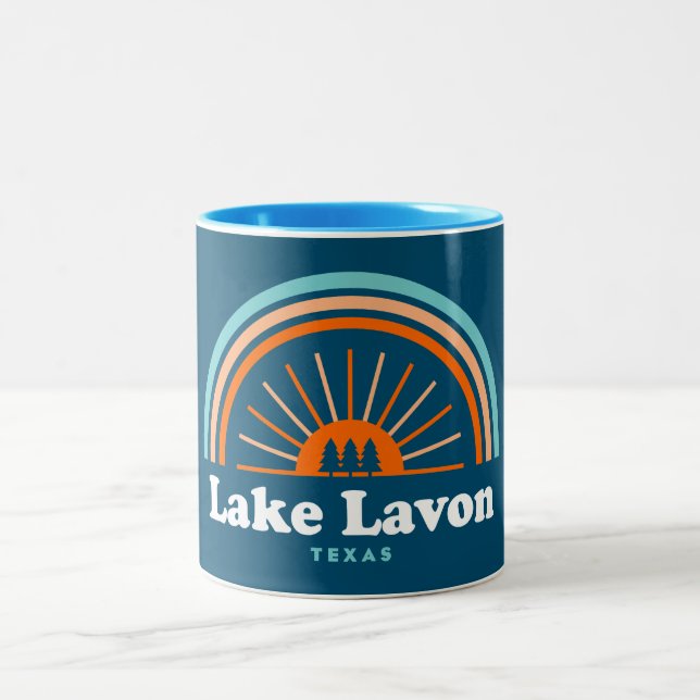 Lake Lavon Texas Rainbow Two-Tone Coffee Mug (Center)