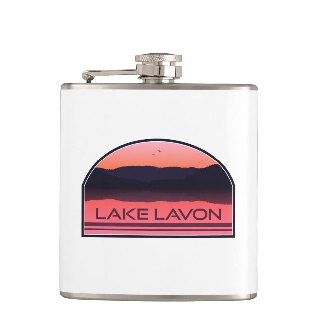 Lake Lavon Texas Red Sunrise Hip Flask (Front)