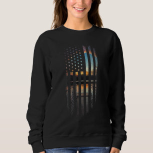 Lake Life American Flag Dock Sunset Wakeboarder Po Sweatshirt