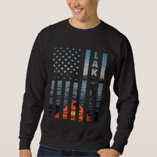 Lake Life American Flag Kayak Camping Hiking Natur Sweatshirt