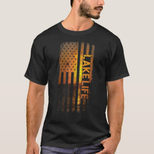 Lake Life American Flag Wakeboarder Powerboat 4th T-Shirt