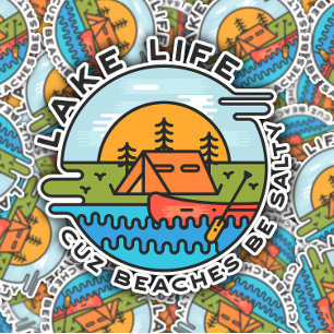 Lake Life Beach Funny Camping   Die-Cut Sticker