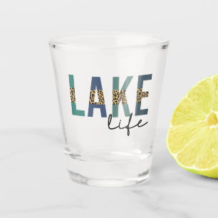 Lake Life Cheetah Print Typography Shot Glass