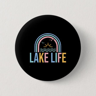 Lake Life Fisherman Retro Groovy Fishing Lake Love 6 Cm Round Badge