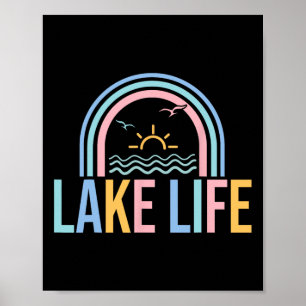 Lake Life Fisherman Retro Groovy Fishing Lake Love Poster