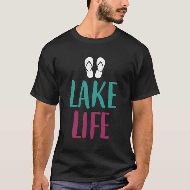 Lake Life Flip Flops Beach T-Shirt (Front)