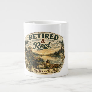 Lake Life Gift for Retired Fisherman Large Coffee Mug