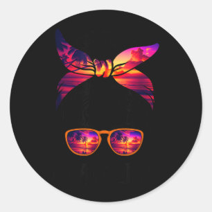 Lake Life Hair Girl Retro Lake Summer Classic Round Sticker