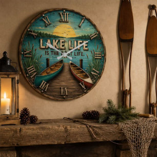Lake Life Is the Best Life Lake House Large Clock