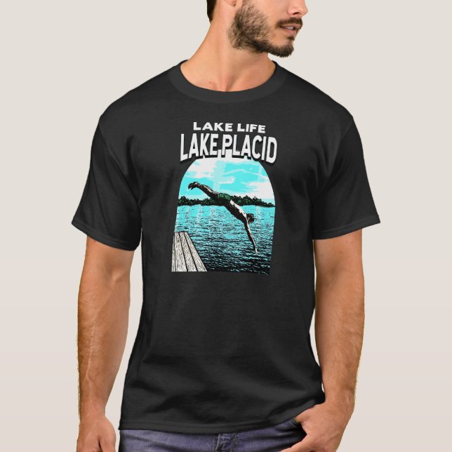 Lake Life Lake Placid Swimming New York Swimmer Sw T-Shirt (Front)