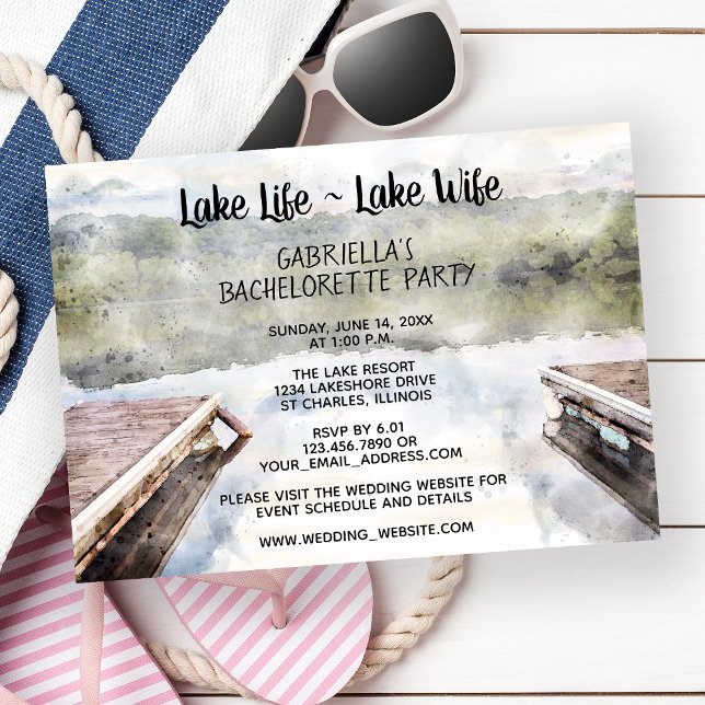 Lake Life - Lake Wife Boat Dock Bachelorette Party Invitation (Creator Uploaded)