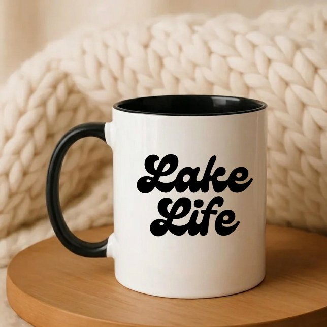 Lake Life Minimalist Typography Modern Mug (Creator Uploaded)