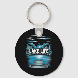 Lake Life Quote Adventure Nature Mountains Hiking Key Ring