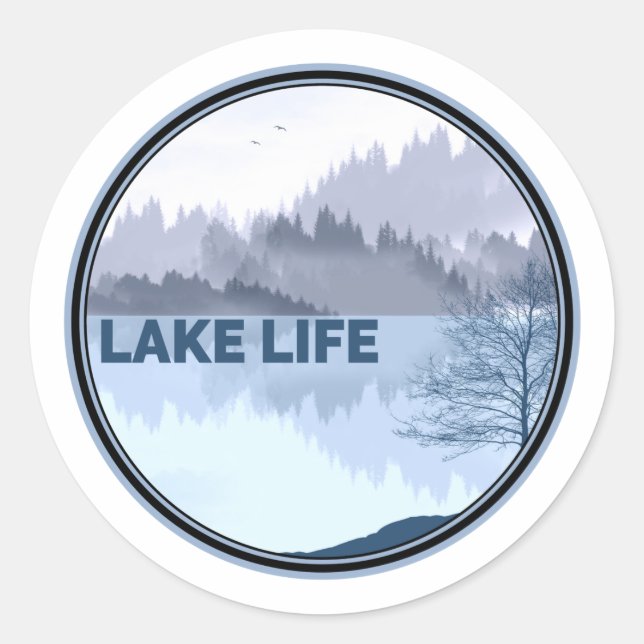 Lake Life Reflection Classic Round Sticker (Front)